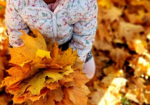 Dziewczynka pozuje na tle liści